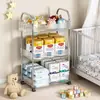 Prateleira de Armazenamento de Lanches e Cosméticos Multicamadas de Acrílico para Mesa de Cabeceira Carrinho Transparente para Banheiro Prateleira de Armazenamento de Chão