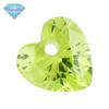 Hua Gang gema meio buraco em forma de coração maçã verde zircão pedra nua artificial fundo pontiagudo CZ pedra branca cor gema