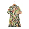 Vestido camisero corto de manga corta con combinación de colores, estilo europeo y americano, para mujer, otoño 2022 22068