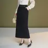 Falda midi con abertura para mujer, nuevo estilo de otoño, falda lápiz ajustada, falda recta de un solo paso