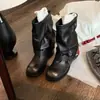 Sapatos Botas Calças Rad Botas de Cano Curto Estilo Britânico Retrô Botas Martin Salto Empilhado Menina Picante Novo Ocidental Plissado