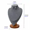Soporte de Exhibición de Collares de Madera Maciza Color Nogal Maniquí de Cuello para Collares Soporte de Joyería para Colgantes Cuello para Retratos Joyería para Cuello Superficie de Cuero y Terciopelo
