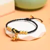 Pulseira pingente de orquídea trançada feminina ano de nascimento pulseira de cordão vermelho estilo simples ins estudante presente para namoradas casal