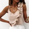 Top de verano europeo y americano de AliExpress, top sexy, elegante, sin espalda y con volantes para mujer.
