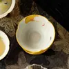 Juego de Colador de Té de Cerámica Amarillo Naranja Estilo Dinastías Tang y Song, Estilo Chino Albaricoque Dorado, Accesorio para Ceremonia de Té para Filtrar Residuos de Té con Bandeja Base