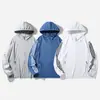Ropa de protección solar para hombre con tres barras, chaqueta de verano de seda helada, fina, transpirable, anti-ultravioleta, ropa de pesca para exteriores para hombre