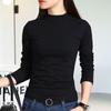 Camiseta negra de manga larga para mujer con cuello alto medio, camiseta básica de fondo para mujer, ropa interior para primavera y otoño para mujer, nuevo top cálido 2023 para mujer, adelgazante