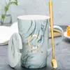 Taza Cerámica Taza con Tapa Cuchara Hogar Oficina Pareja Taza de Té Taza para Beber Taza de Café Puede Imprimir Logo Patrón