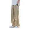 Calça Casual de Seda Gelada Masculina Verão Malha Respirável Solta Reta Esportiva Tendência Leve Proteção Solar Calça Longa