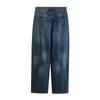 35022-25 Primavera Nuevo Estilo Europeo y Americano Moda Cintura Media Versión Globo Sueltos Pierna Ancha Pantalones Casuales Jeans