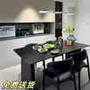 Mesa de Jantar e Cadeira de Lousa Preta de Luxo Leve Moderna Combinação de Mesa de Jantar Estilo Italiano Mesa de Jantar Doméstica Retangular Apartamento Pequeno Simples