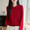 Nuevo Suéter 100% Lana Otoño/Invierno 2026 para Mujer, Cárdigan de Punto con Cuello Polo, Top Suéter Calado de Ganchillo de Manga Larga