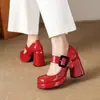 Sapatos de Salto Alto Chunky com Solado Grosso, Tira com Fivela Quadrada, Novo Estilo Europeu e Americano, Tamanhos Grandes 40-45, Sapatos Amazon