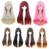 Peluca Cosplay de cabello de color anime europeo y americano, color de cabello, cabeza BoBo, cabello largo lacio, fibra química, seda de alta temperatura, cubierta de cabello de color