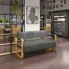 Sofá de Peluquería Silla de Espera Sofá de Acero Inoxidable Área de Descanso de Peluquería Sofá de Recepción Salón de Belleza Peluquería Exclusivo