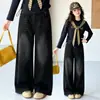 Jeans de Primavera y Otoño para Niñas 2026 Casual Estilo Coreano para Niña Niños Medianos y Grandes Bolsillo Trasero Simple Bordado Pantalones de Pierna Recta de Mezclilla