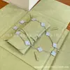 Colar Trevo de Quatro Folhas Van Cleef & Arpels CNC Versão Alta Madrepérola Branca Natural Banhado a Ouro 18K Real Prata Pura Colar de Dez Pétalas