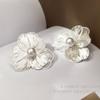 Pendientes de plata 925 con forma de aguja, estilo retro francés de alta gama, con diseño de flores grandes y antiguas, para mujer, ligeros y sencillos de lujo.