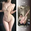 Lencería sexy de Orange Friend, pijama sexy de encaje de una pieza con entrepierna abierta, calientes transparentes con perlas y entrepierna abierta, no es necesario quitar, venta al por mayor 9185