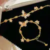 O Mesmo Estilo da Loja Puzuo Gold Pulseira Wrap Borboleta Rosa Dourado Areia, Novo Estilo Chinês Doce e Versátil Pulseira para Mulheres
