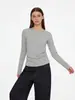 Camiseta Pulôver Manga Longa Slim Fit Gola Redonda 230g para Mulheres, Top Interno Justo com Estampa, Camiseta Feminina Slim Fit de Verão