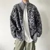 Chaqueta Cardigan Estampado Leopardo Suéter de Punto para Hombre Cuello Alto Suave Perezoso de Gama Alta Otoño e Invierno Suéter Comercio Exterior Venta al por Mayor Transfronteriza
