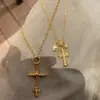 Collar con Colgante de Cruz de Purpurina Fina de Moda Lujo Nicho Gama Alta Cadena Versátil para Clavícula Venta al por Mayor