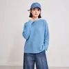 Top holgado plisado estilo Miyake para mujer, otoño 2026, de manga larga, cuello semi-alto, talla grande, camiseta lisa