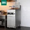 Freidora Eléctrica Vertical Comercial con Elevador Automático para Pollo Frito y Brochetas, Freidora Eléctrica de Doble Tanque de Un Solo Cilindro de Gran Capacidad