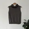 Árbol de Paulownia de la Montaña del Norte, chaleco de punto sin mangas para mujer con cuello de volantes, estilo casual de otoño, top base de punto, P188