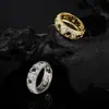 Anillo de Plata de Ley S925 Estilo Hip-Hop Vintage con Incrustaciones de Moissanita y Acentos Negros, Anillo de Lujo y Gama Alta para Hombre en Estilo Europeo y Americano