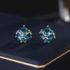 Pendientes de plata s925 con diseño de nicho de aguja, modernos, con temperamento de hada, sencillos, combinables, de alto nivel, con degradado de color mágico, en forma de cubo de azúcar.