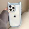 Capa de celular 2 em 1 de acrílico com orelhas de gato para iPhone 15 Pro MAX Capa de celular Apple