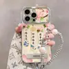 Pulseira de Suporte com Tema de Flores Adequada para Capa de Celular Apple 16 Estilo Chinês 13 Pro Max Janela Galvanizada 15 Silicone 17