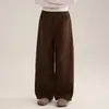 Pantalones Rectos de Pierna Ancha para Niñas con Cintura Elástica y Línea Lateral Otoño 2026 Nuevo Cintura Alta Color Sólido Versátil Casual de Pierna Ancha Modernos