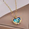 Collar de corazón oceánico transfronterizo de TikTok para mujer, diseño de nicho ligero y lujoso, colgante colorido en forma de corazón a juego, venta al por mayor