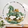 Adorno de Cristal del Año del Caballo: Riqueza Instantánea, Éxito, Fortuna, Nubes Propicias, Decoración Atractora de Riqueza para Fachada y Pasillo