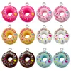 Mezcla 6 Caricaturas Comida Artificial Resina Redondo Crema Letra Donut Colgante Llavero DIY Accesorios de Joyería