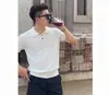 Camiseta de Punto Manga Corta Cuello Polo Estilo Old Money para Hombre Verano Seda de Hielo Hombro Normal Camiseta Retro Americana Casual Manga Corta