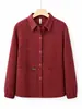 Jaqueta Casual Jacquard Elegante com Gola para Mães e Mulheres, Novo Modelo Outono 2026, Jaqueta Emagrecedora e Valorizadora, Top Elegante