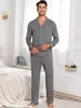 Amazon Transfronteiriço Conjunto de Pijama Masculino de Modal com Manga Longa Verão Cardigã Masculino Roupa de Casa Disponível