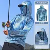 Ropa de Pesca para Exteriores, Ropa con Protección Solar para Hombres, Ropa de Pesca Transpirable de Seda de Hielo de Verano con Máscara, Ropa de Protección Solar Anti-Mosquitos de Secado Rápido para Hombres