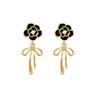 Brincos de laço de camélia Nicho Design Sense Brincos Luz Luxo Elegante High-end Ear Clip Francês Vintage Brincos para Mulheres