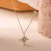 Collar Colgante de Estrella de Ocho Puntas con Circonita de Moda Transfronteriza Lujo Ligero Aogu para Mujer Cadena de Clavícula de Acero Inoxidable Personalidad de Nicho Ins
