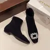 Botines de Estilo Francés para Mujer, Nuevo Modelo Otoño e Invierno 2025, Hebilla Cuadrada con Pedrería, Adelgazantes, Modernos, Versátiles, Botines Populares