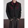 Jaqueta Masculina Patchwork Desconstruído Americano Gola Alta Primavera Outono Marca Tendência Retro Tie-dye Casual Malandro Bonito Versátil Roupa Exterior
