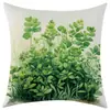 Funda de Almohada de Lino Serie de Plantas Verdes Nueva de Amazon Transfronteriza Funda de Almohada Decorativa Cuadrada para Coche Sofá Cojín