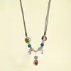 Nuevo Collar de Cerámica Multicolor Nicho Versátil Cadena para Suéter Mariposa Cadena Simple que Conserva el Color Estilo Antiguo Cadena para Clavícula Joyería
