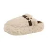 Aumento de 6CM Meias Pantufa Fechadas com Pelúcia Sapatos Peludos Roupa Externa Feminina 2026 Outono/Inverno Novas Pantufas de Algodão Versáteis Casuais Femininas