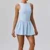 Vestido de Yoga con Cuello Alto Europeo y Americano Falda Base Antiexposición de Línea A para Correr al Aire Libre Falda de Tenis Mono para Mujer
